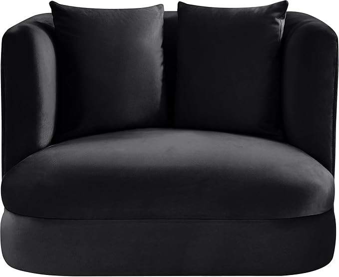 Meridian Furniture 699Black-C Alder Collection Modern | Contemporary Chair with Ultra Luxe Black Velvet 460 GSM Velvet Solid Wood Frame 38 W x 36 D x 30 H Black