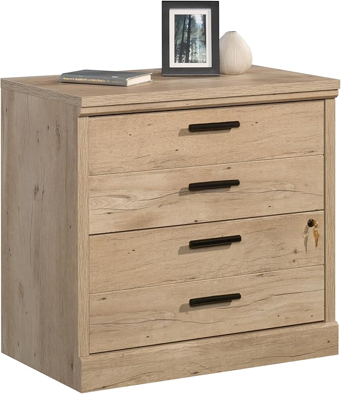 2 Drawer Small Lateral File Cabinet with Lock - Under Desk Locking Drawers Storage Cabinet Organizer for HomeOffice Engineered Wood Filing CabinetsBrown