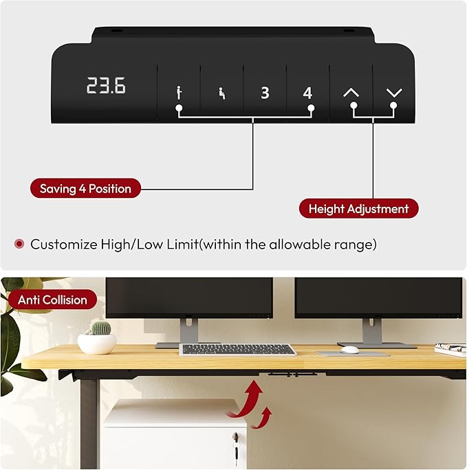 SANODESK 55 Electric Standing DeskOne-Piece Dual Motor Height Adjustable Desk Stable and Durable 3-Stage Stand up Desk for Home Office (Black Frame/55 x 28 Inch Maple top)