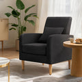 MoNiBloom Accent Chair with Back Pillow Upholstered Club Arm Chair Modern Living Room Chair with Wooden Legs for Bedroom Corner Living Room Reading Nook Black