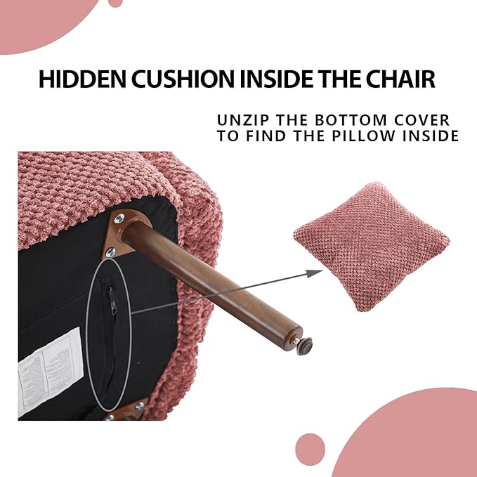 Accent Chair for Bedroom Shell Shaped Vanity Chair with Pillow Living Room Armchair with Removable Petal Backrest Small Single Reading Sofa Set of 2