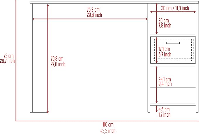Compact Spacious Work Study Computer Desk with Large Drawer Two Shelves Small Spaces for Home Office Living Room