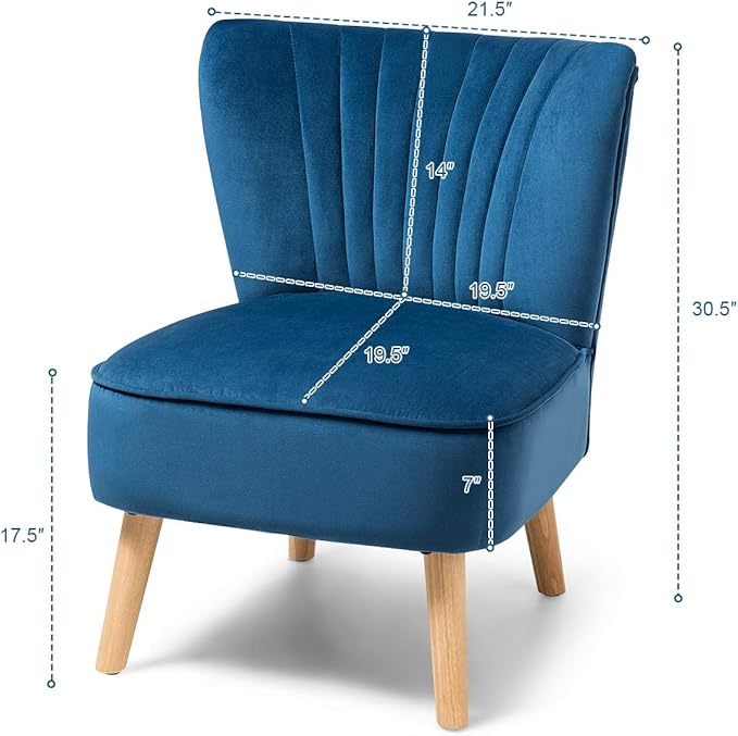 Giantex Set of 2 Velvet Accent Chair Upholstered Modern Sofa Chair w/Wood Legs Thickly Padded Small Armless Wingback Club Chairs for Living Room Bedroom Furniture