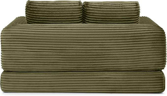 Foldable Boneless Love Seat Couches in a Box Modern Floor Foam Sleeper Sofa Bed 2-in-1 Convertible Cloud Sofa for Home Apartments Bedroom