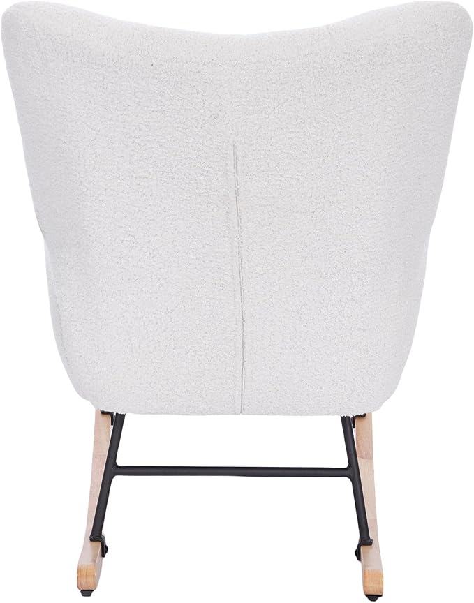 Teddy Upholstered Nursery Rocking Chair for Living Room Bedroom(White Teddy)
