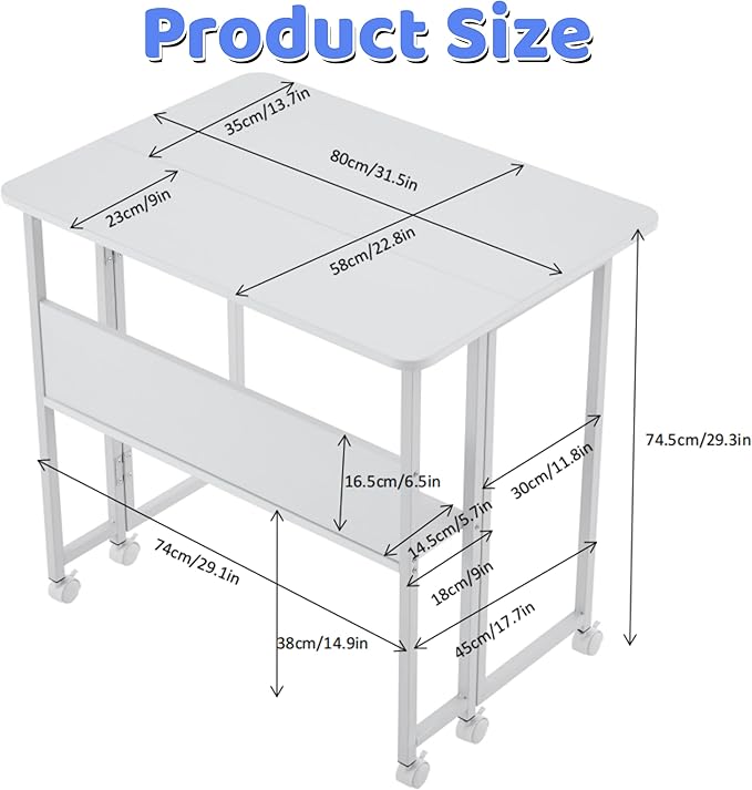 31.5 Inch Folding Computer Desk with Storage Shelf Small Foldable Computer Desks for Small Space Portable Writing Table for Home Office Bedroom Dorm Room Apartment Easy Assembly