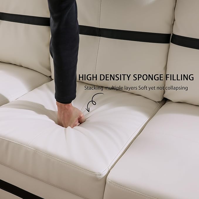 L-Shaped Combination Sofa Set Luxurious Synthetic Leather Living Room Sofa Suitable for Living Rooms Bedrooms Apartments and Offices