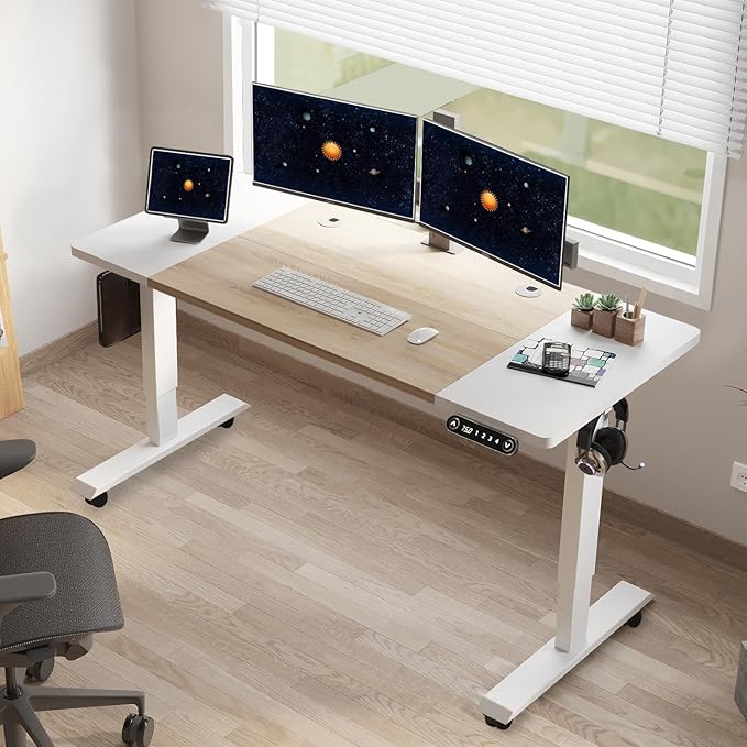 55” Electric Desk – Modern Height Adjustable Workstation with Quiet Motorfor Office or Studio