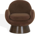 SAFAVIEH Couture Collection - Paolini Brown Upholstered Accent Chair Metal Swivel Base Sculptural Modern Design (SFV4880B)