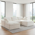 109’’ Cloud Couch for Living Room Boneless Modular Sectional Sofa U-Shape with Ottoman Washable Cushion Cover No Assembly Required White (3-Seat + 2 Ottoman)
