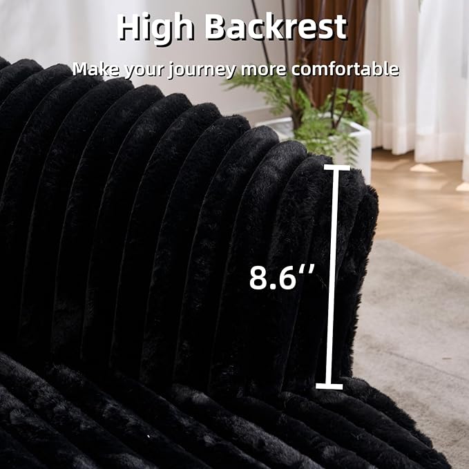 Oversized Upholstered Chaise Lounge Chair Indoor Corduroy Deep Seat Accent Chair Plush Boneless Barrel Sofa Chair for Living Room Bedroom Apartment (Black 57 Inch)