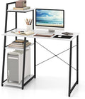 Giantex Computer Desk with Shelves 47.5” Home Office Desk with Bookshelf Host Stand Metal Frame PC Laptop Workstation Modern Study Writing Desk for Bedroom Small Space (White &amp Black)