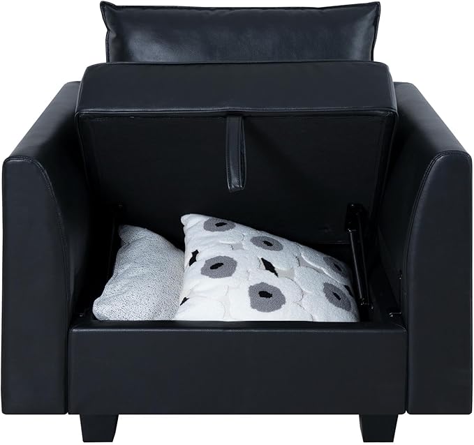Naomi Home Elizabeth Modern DIY Collection Black/Air Leather/Accent Chair