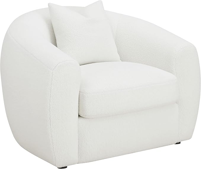 Coaster Home Furnishings - Isabella - Upholstered Accent Chair with Curved Backrest Sloped Armrests and Black Legs - Living Room - Ivory - 509873