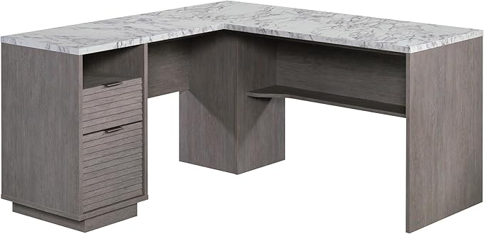Sauder East Rock L-Desk Ashen Oak Finish