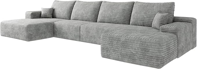 135 U Shaped Sectional Couches for Living Room Oversized Modular Sofa with Ottoman and L-Shape Couch Deep Seat Cloud Boneless Couch with Chaise No Assembly Required