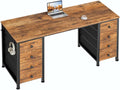 DLisiting Home Office Desk with Drawers for Storage - 55 inch Computer Desk with 8 Fabric Drawer Writing Study Work Desks with Drawers on Both Sides for Bedroom