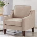 Velvet Upholstered Accent Chair Single Seat Sofa with Wooden Legs Modern Armchairs for Living RoomBedroom and OfficeTaupe