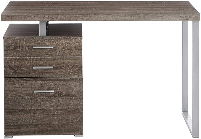 Office Desk with File Drawer - Modern Computer Desk - Gray Finish