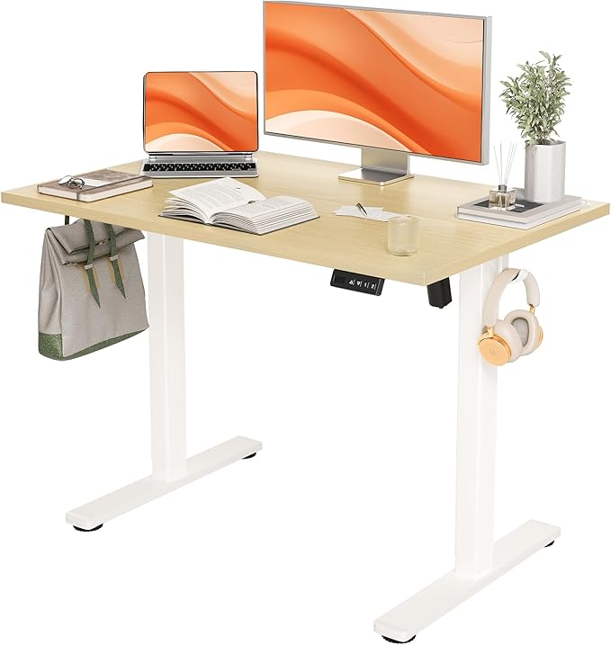 Seang Standing Desk with Adjustable Height 40x24 Inch Electric Stand Up Desk for Home Office Studio Computer Workstation Nature Top