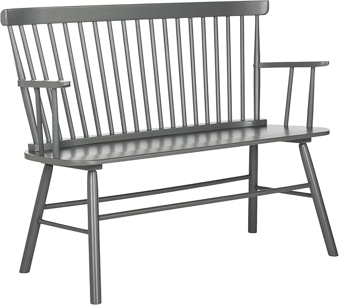 Spindleback Settee - 48 X 22.4 36 Grey Solid Colonial Country Farmhouse Rubberwood Wood