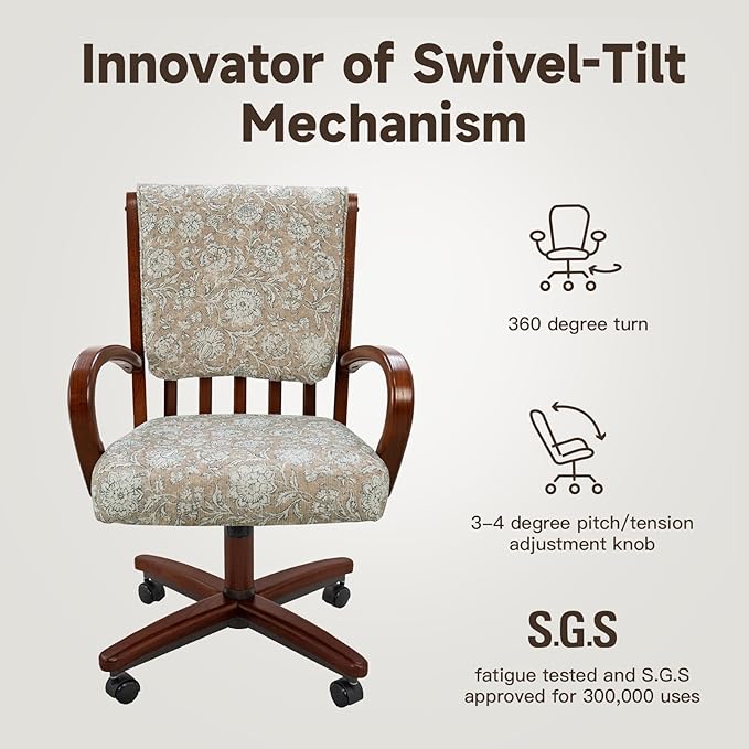 Chromcraft Set of 1 Chairs Chairs with Soft Wheels for Kitchen Room