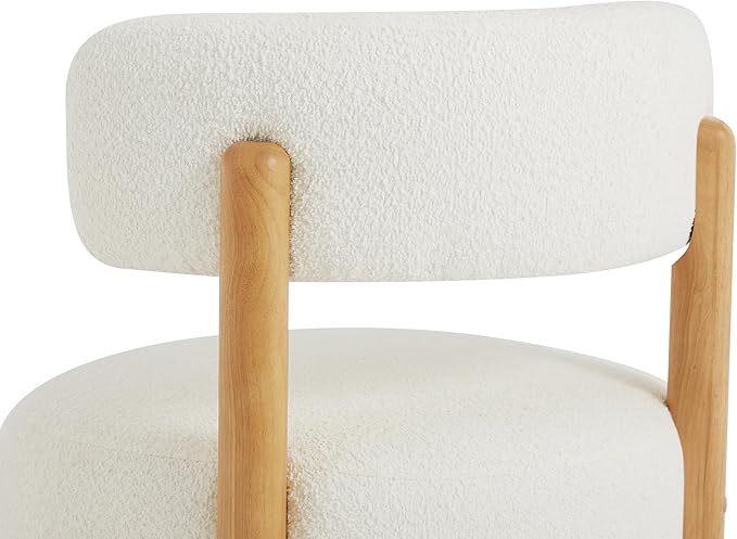 Christopher Knight Home Eloise Modern Accent Chair for Living Room Boucle Upholstered Single Lounge Sofa Chair with Wooden Frame Comfy Reading Chair for Bedroom Light Beige+Natural