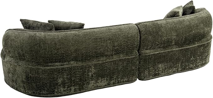 114-Inch Curved Boneless Sofa Couches Compressed 4-Seat Foam Couch for Living Room Bedroom Boneless Modular Cloud Sofa Curved Floor Couch with 4 Pillows No Assembly