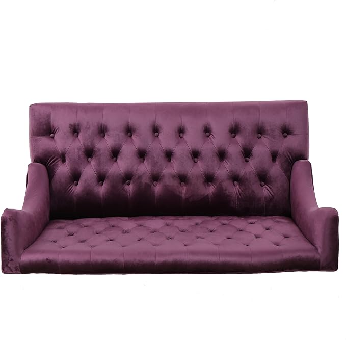 Small Velvet Loveseat Sofa Settee 50.25-inch 2 Seat Modern Victorian Sofas Couch with Buttoned Tufted Wingback Upholstered Banquette Dining Bench for Dining Living Room Hallway(Raisin Purple)