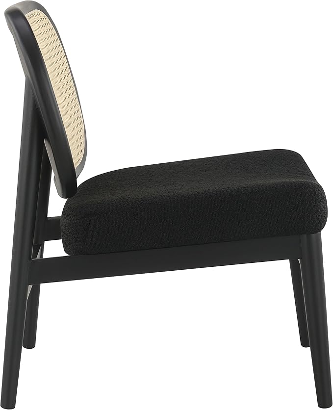 Coaster Home Furnishings - Rayo - Wood - Cane Back Upholstered Accent Chair with Armless Design Cushioned Seat and Tapered Legs - Living Room - Black - 900620