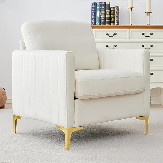 Kiztir Mid-Century Modern Velvet Accent Chair Comfy Upholstered Armchair for Living Room Bedroom Office Studio Lounge