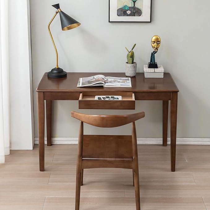Solid Wood Desk with Drawers Small Computer Desk for Small Spaces Gaming Study Home Office Desks for Work Student PC Desk for Bedroom Escritorios para Cuartos