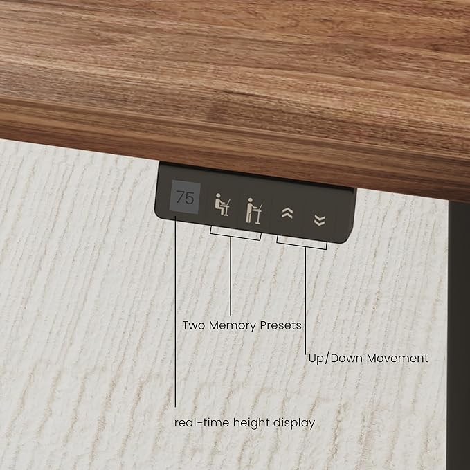 47 Electric Standing Desk Height Adjustable Stand Up Desk with Multiple Functions Standing Desks for Home and Office Adjustable Desks Office Table Black Walnut