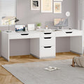 Two Person Desk with 5 Drawers Double Desk with Storage for 2 People 78 Inch Extra Long White Desk Workstation with File Drawer for Home Office White