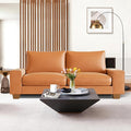 Faux Leather Couch Mid Century Modern Comfy Loveseat Sofa with Wide Arm Side Pockets Solid Wooden Frame for Office Living Room and Bedroom 2 Seater (Brown 71.25 Inches)