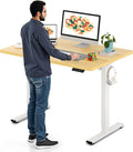 SANODESK Electric Standing Desk 48 x 30 Inches Whole-Piece Desktop Height Adjustable Stand Up Desk w/6-Button Controller Ergonomic Computer Desk for Home Office White Frame + Natural Tabletop
