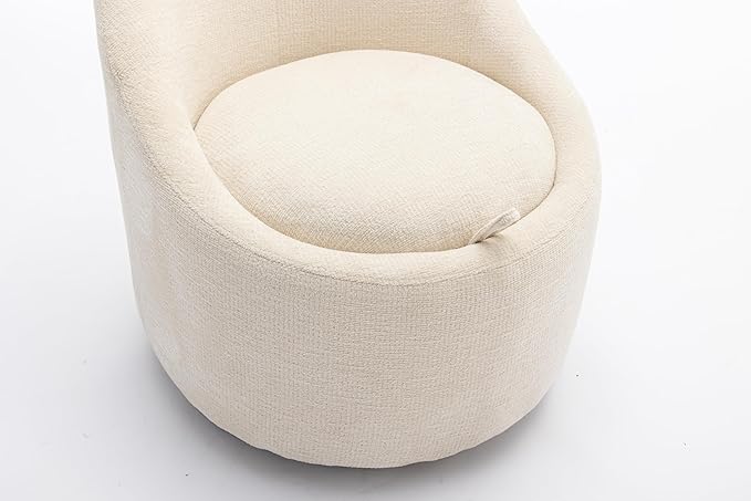 COLAMY Chenille Fabric 360 Swivel Accent Chair Beige
