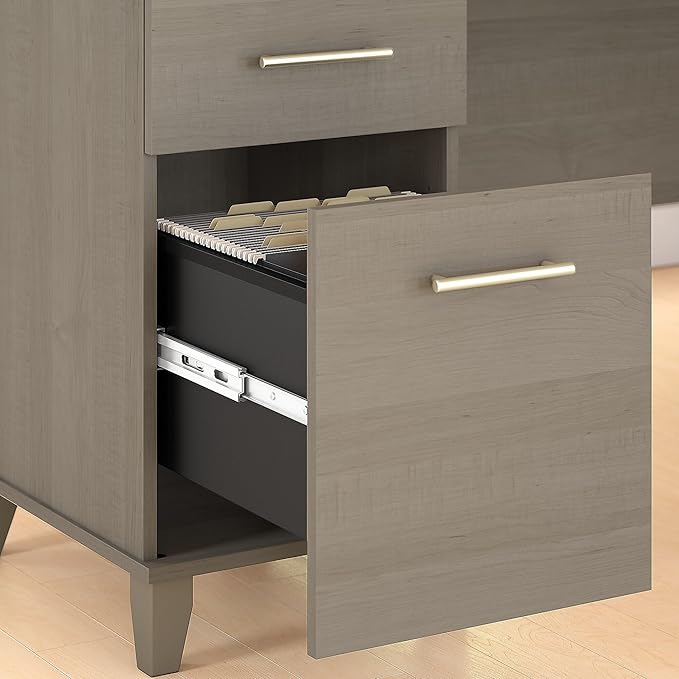 Bush Home Somerset 72W 3 Position Sit to Stand L Shaped Desk with Hutch in Ash Gray | Adjustable Height Table for Home Office