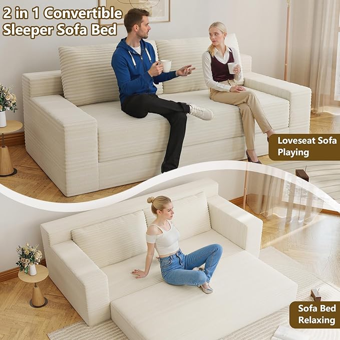70.78 Loveseat Sofa Modern Small Corduroy Couch Comfy Deep Seat for Living Room Bedroom Home Office Apartment No Assembly Beige
