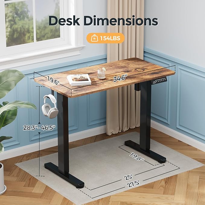 35 Small Standing Desk with Clamp-on Desk Converter Desktop Riser with Keyboard Tray Add on Home Office Desk Rustic Brown
