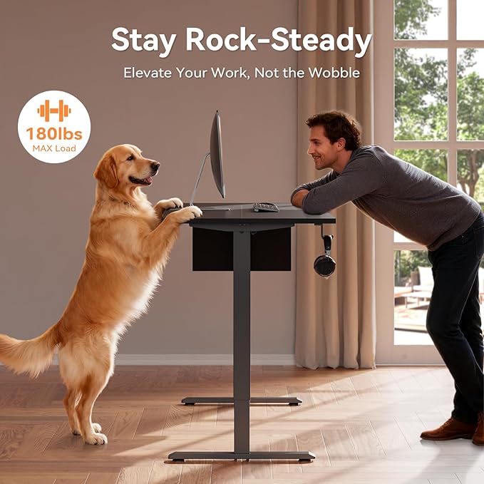 Electric Standing Desk Sit to Stand Up Computer Desk with Storage Bag Height Adjustable Memory Presets for Home Office Gaming Workstations 63 inch Study Table Black