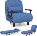 Giantex 26.5 Convertible Sofa Bed Folding Arm Chair Sleeper Leisure Recliner Lounge Couch (Blue)