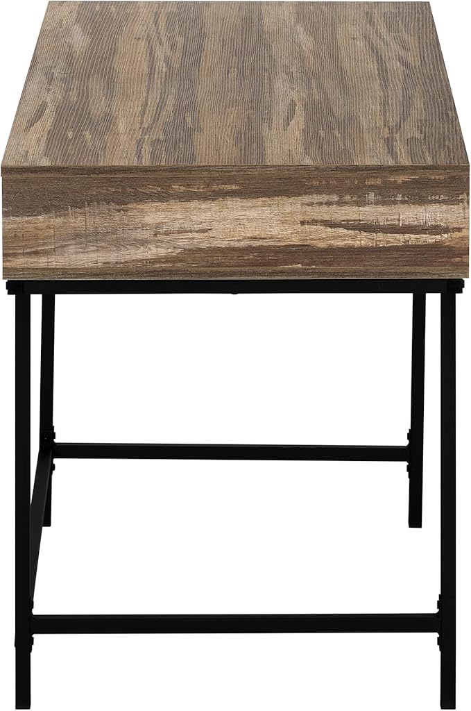 Computer Desk Home Office Laptop Storage Drawers 48 l Work Brown Laminate Black Metal Contemporary Modern MS585