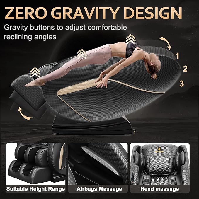 BILITOK Massage Chair Recliner with Zero Gravity with Full Body Air Pressure Speaker and Blue-Tooth Connection Easy to Use at Home and in The Office