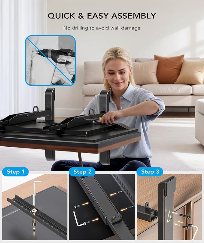 AX WABER Table Top TV Stand with Height Adjustable TV Legs Replacement for Most 37-86 Inch Flat Curved TVsSteel TV Base Feet Holds up to 150 lbs with Cable Management Max VESA 800x600mm Black