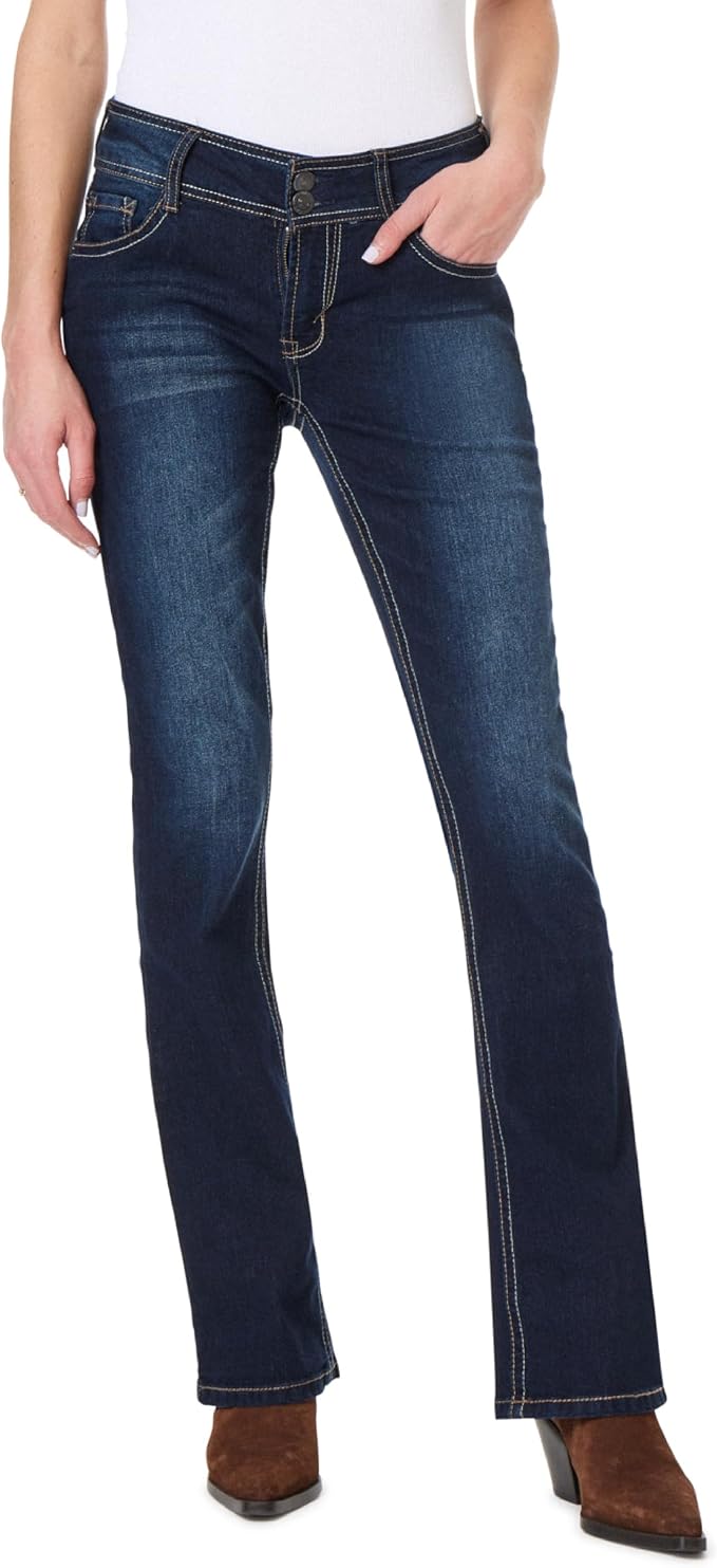WallFlower Luscious Curvy Bootcut Jeans for Women Mid-Rise Insta Stretch Denim Size-Inclusive Juniors Jeans