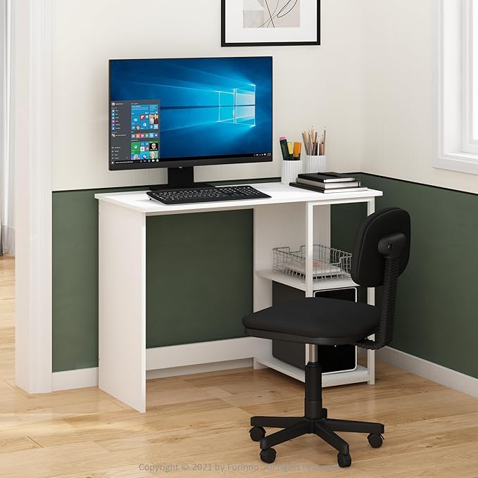Furinno Camnus Modern Living Computer Desk 40 Inch Solid White/White