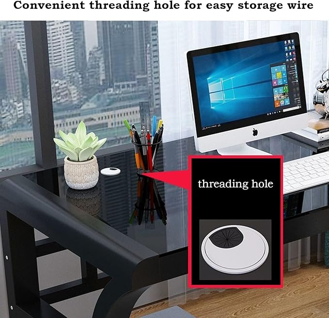Tempered Glass Computer Desk Modern Laptop Desk Dinning Table Professional Office Desk Study Gaming Writing Desk Home Office Workstation(Pink80cm/31.4in)