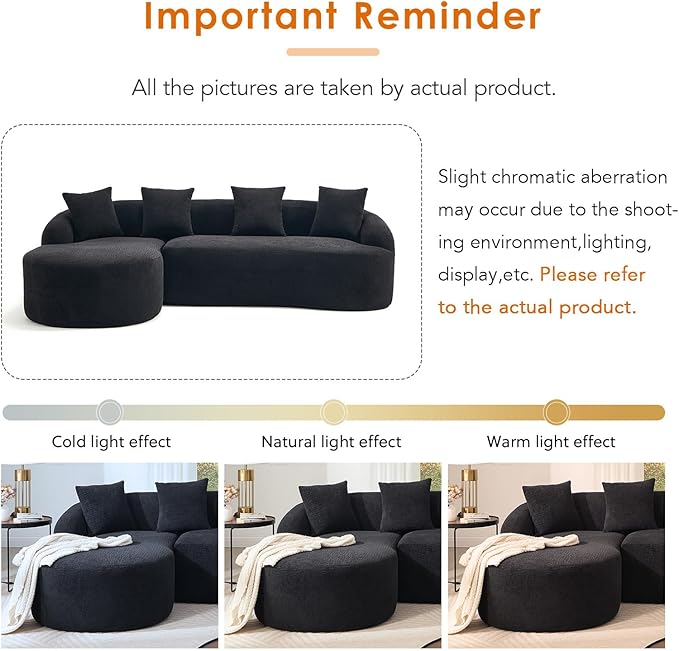 KEIKI L-Shaped Chenille Modular Sectional Couches with Chaise Lounge &amp 4 Pillows 3 Seater Oversized Upholstered Luxury Plush Cloud Sofa for Living Room Apartment Full Sponge Compression