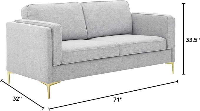 Modway Kaiya Upholstered Fabric Sofa 33.5 x 71 x 32 Light Gray